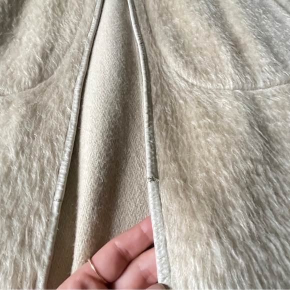 Sills Cream Color Mohair and Leather Reversible Cape with Pockets - Picture 7 of 16